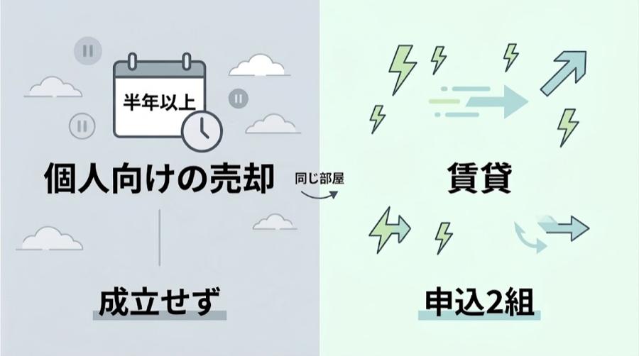 個人向け売却と賃貸の比較図