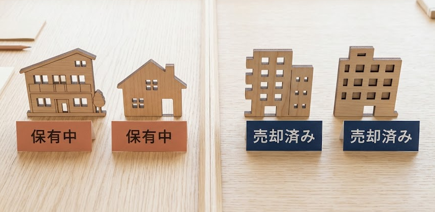 保有している2件と手放した2件をイメージした写真