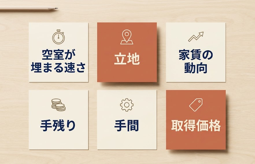家賃を狙う物件を持ち続ける6つの条件のアイコン