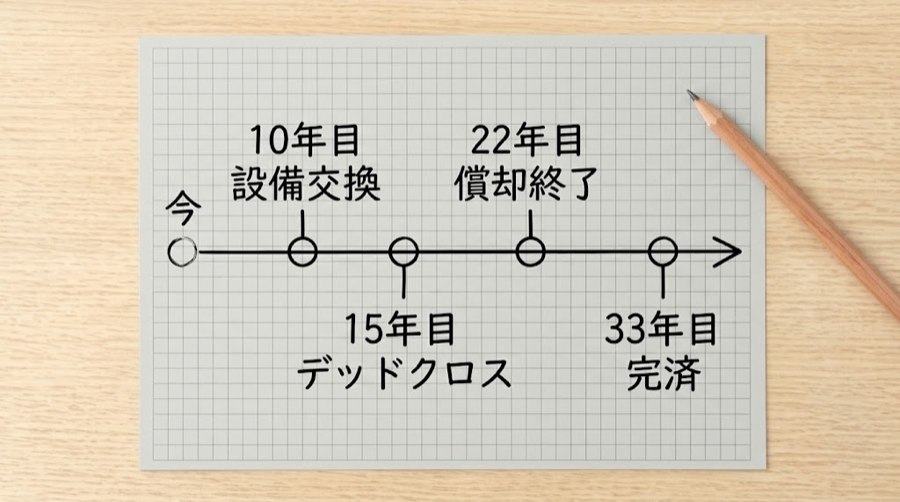 これから発生する費用と返済の時期を示す図