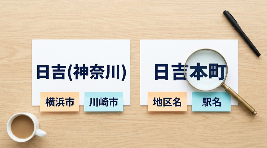 日吉のデータで迷いやすい2つの表記のイメージ