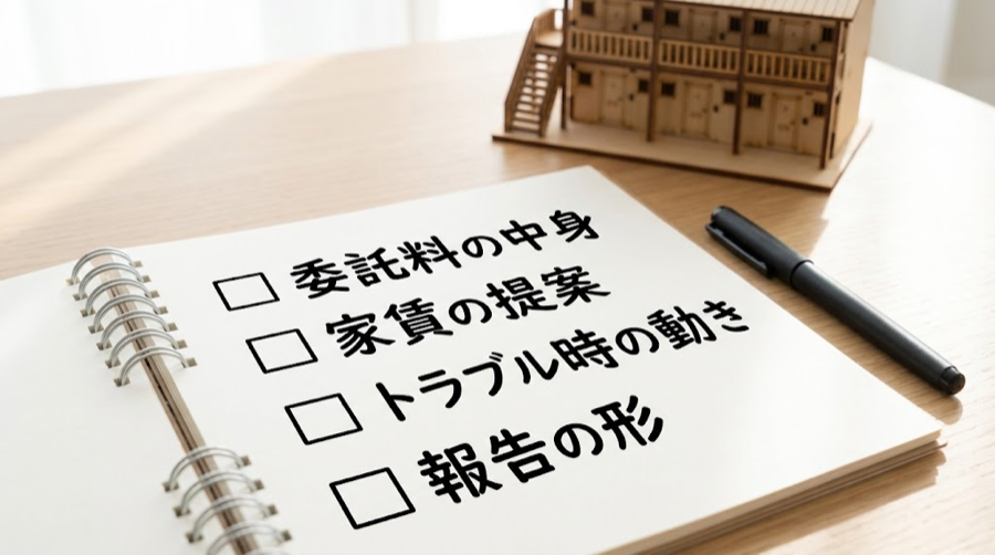 管理会社を選ぶ前に確かめたい4項目のイメージ